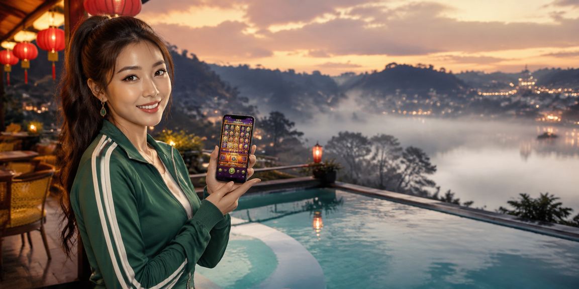 Khách du lịch Đà Lạt thư giãn chơi slots jackpot trên điện thoại buổi tối