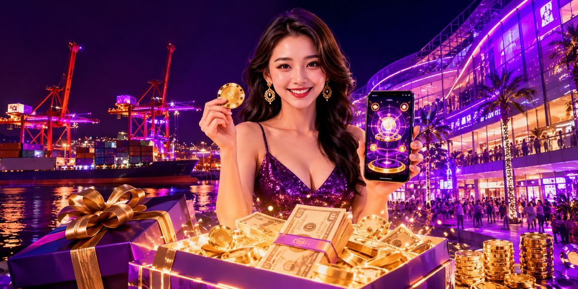 Người dùng Hải Phòng chơi mobile casino ban đêm với ánh đèn neon rực rỡ