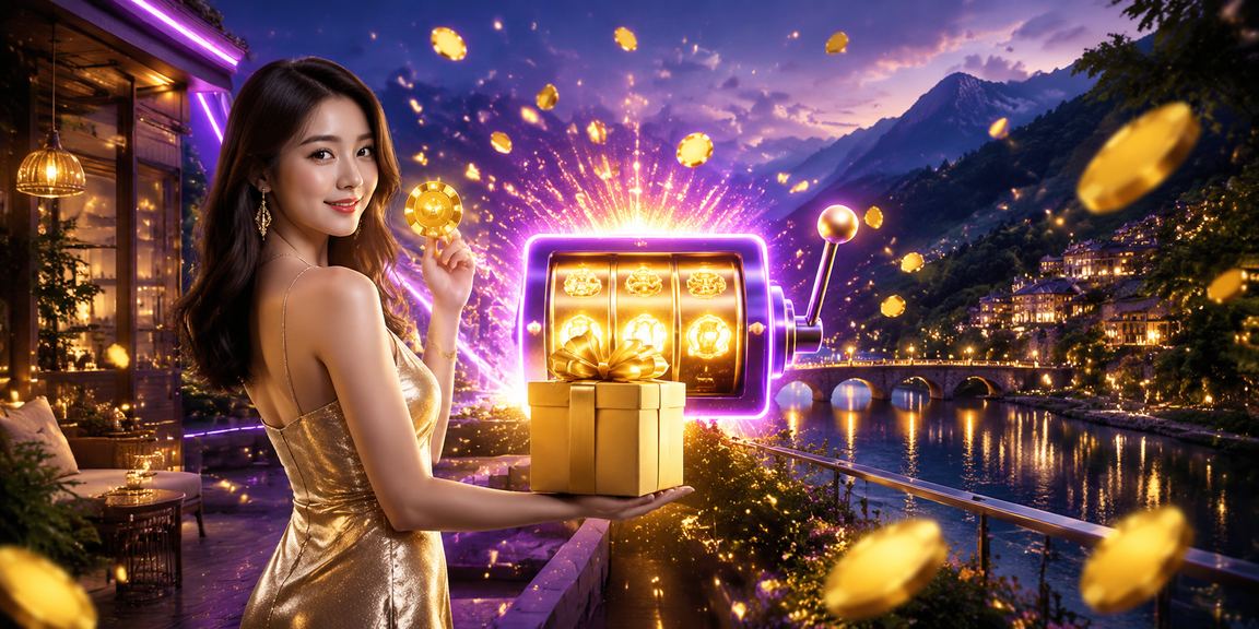 Màn hình slot game neon sáng rực tại Sa Pa trong đêm với hiệu ứng đèn led đặc trưng